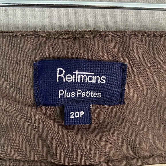 Reitmans Plus Petites Dress Pants Sz  20P Brown Bootcut Pockets - Picture 6 of 12